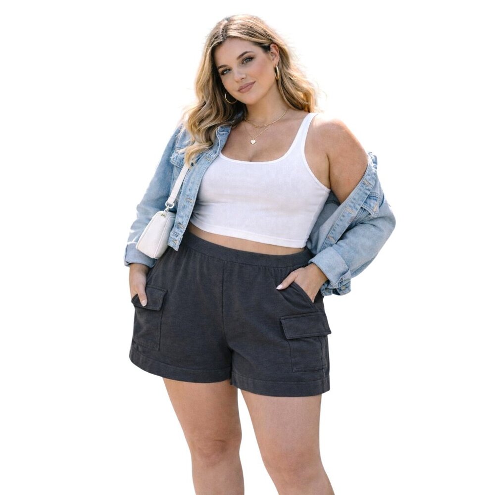 3rd + Malt Black Womens Shorts With Pockets Size 2X